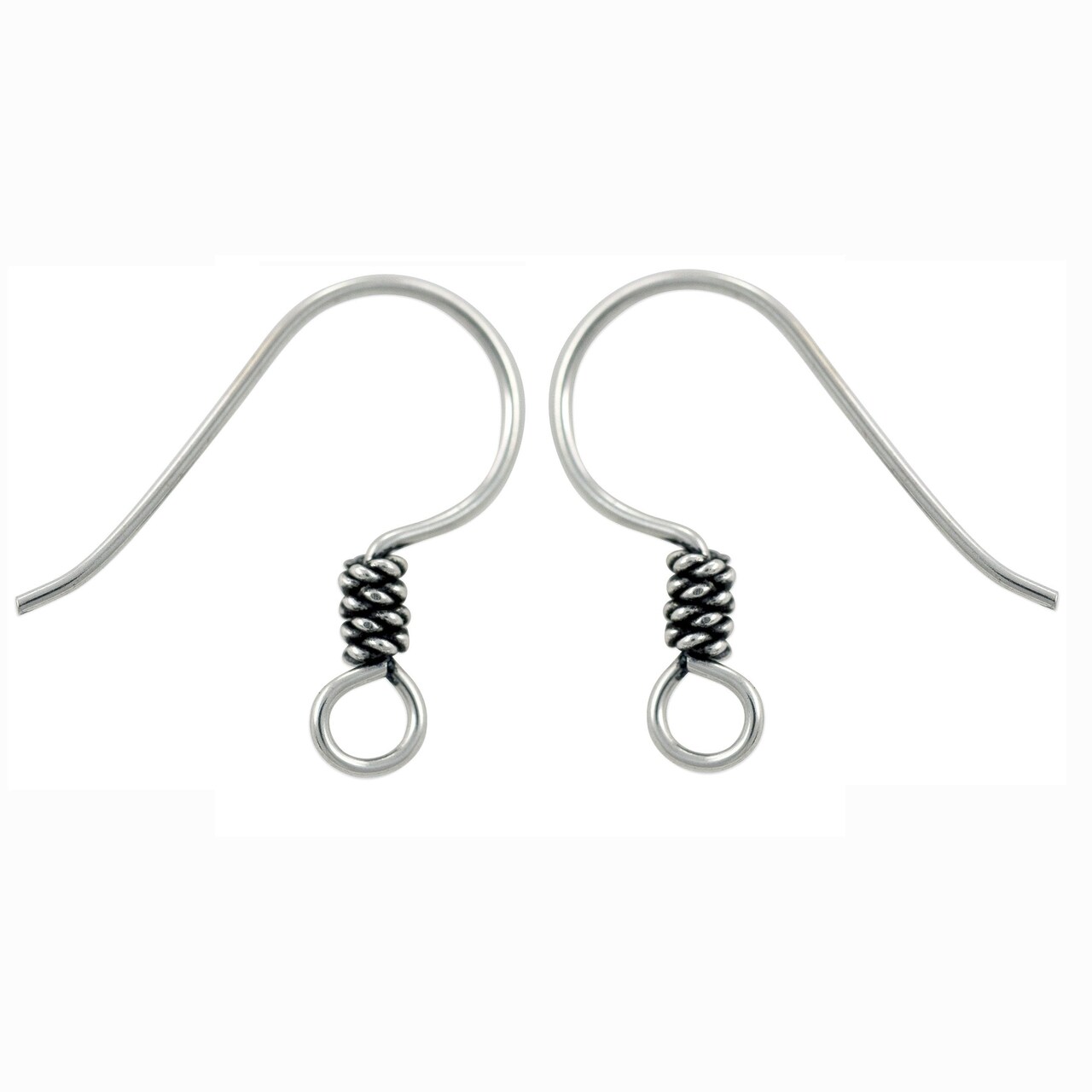 JewelrySupply Sterling Silver Earring Wires with Rope Design (1 Pair of Sterling Silver Earrings)